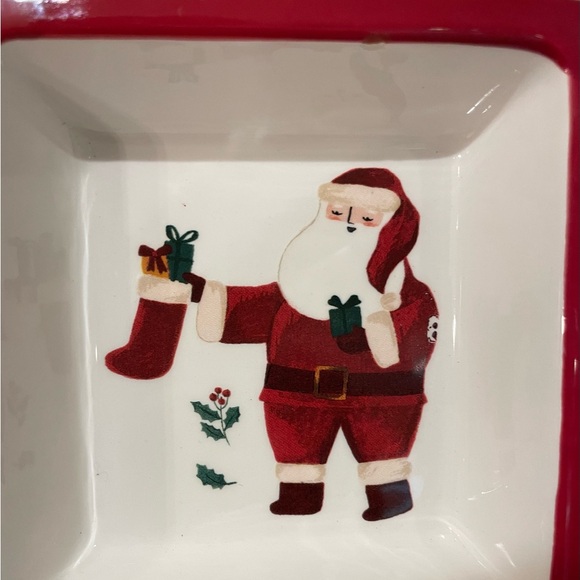 Christmas Platter Holiday Ceramic Triple Tray for Dip, Appetizers, Candy & More - Picture 6 of 8